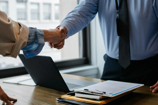 Two professionals shaking their hands
